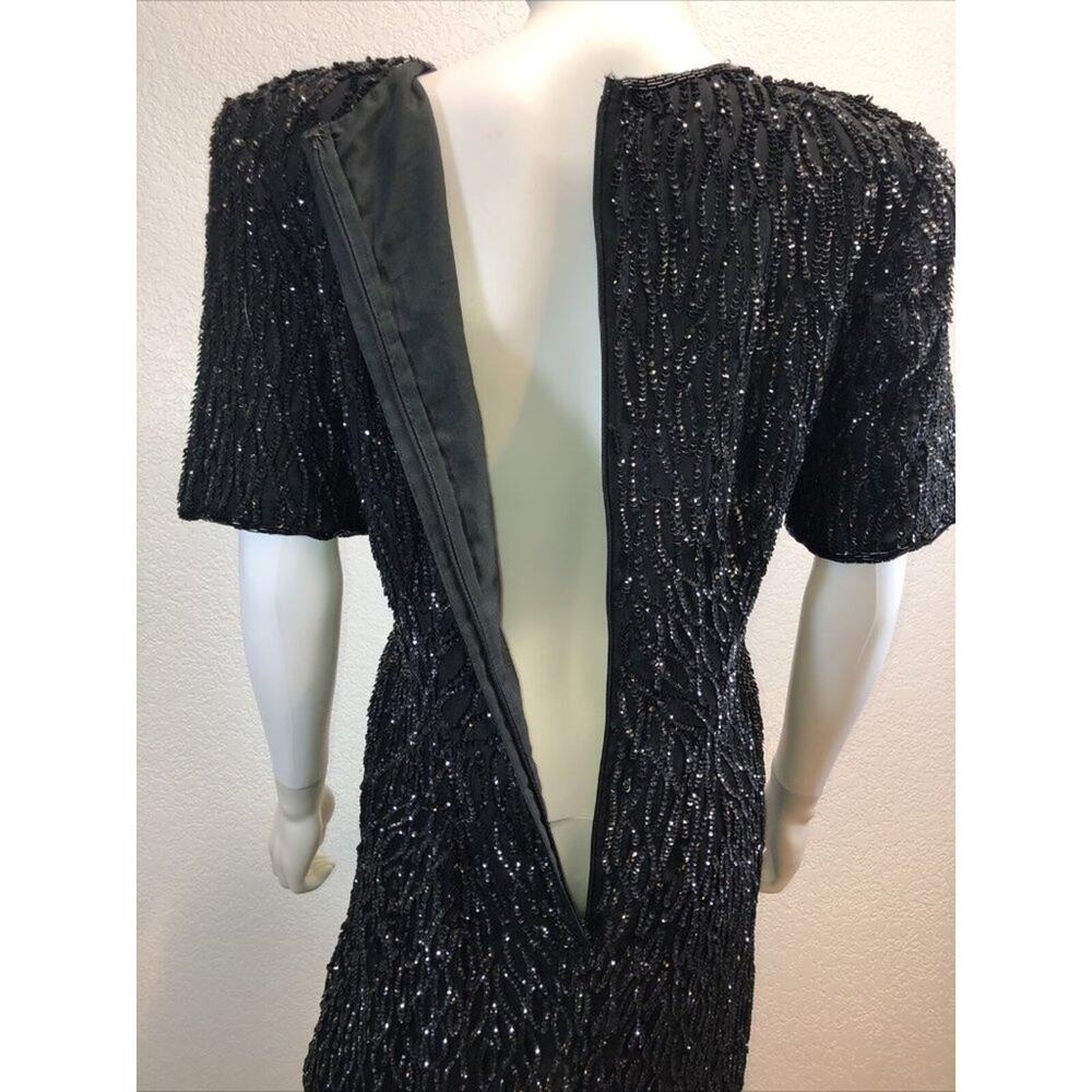 NWT Stenay Black Short Sleeve Sequins & Beads Silk Dress Sz 10 Bust 38" NEW - Picture 10 of 10
